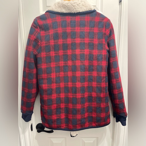 Jachs Girlfriend NY Womens Sherpa Fleece Cardigan Jacket Cabincore Plaid Medium - Picture 8 of 10
